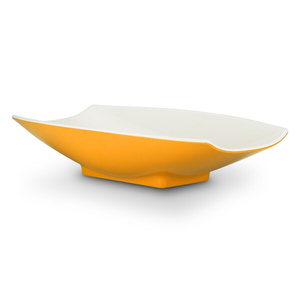 Bon Chef Melamine Curves Bowl - Yellow Outside/White Inside 21" X 12 1/8" X 4 1/4" 5 Qt (160 Oz) 53705-2ToneYellow - main